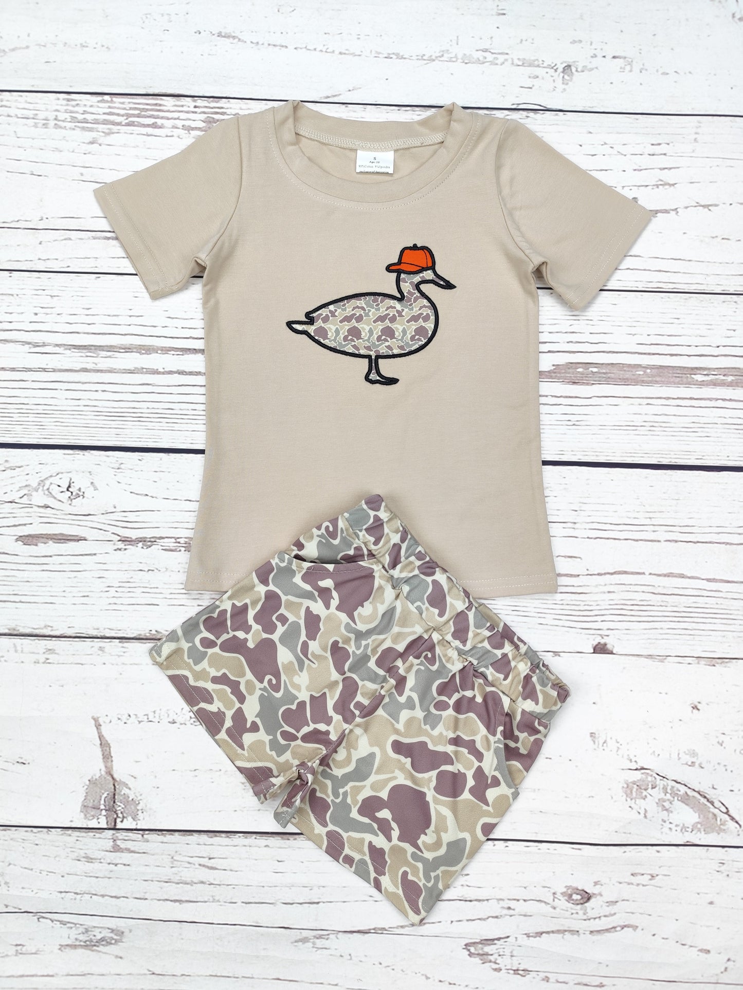 Boys Camouflage Duck Appliqué Top Shorts Set