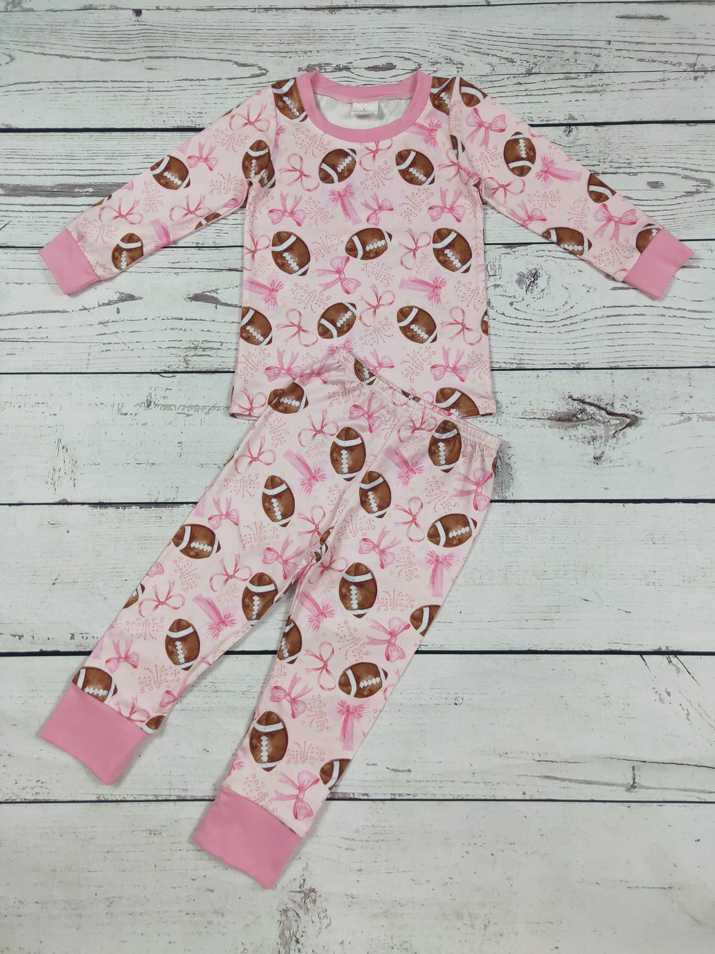 Girls Football Bow Printed Sleepwear