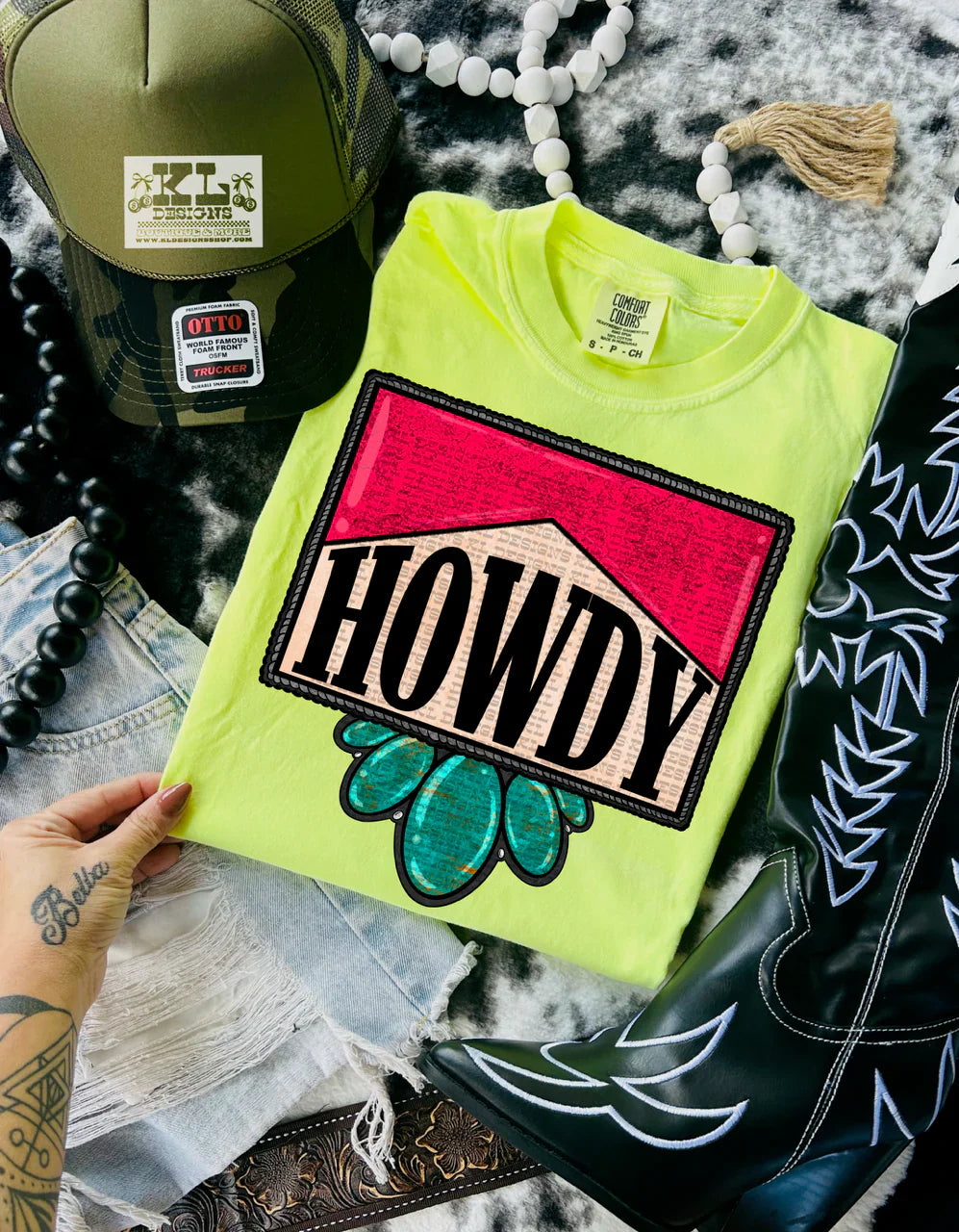 Howdy HOT PINK & TURQUOISE tee or sweatshirt