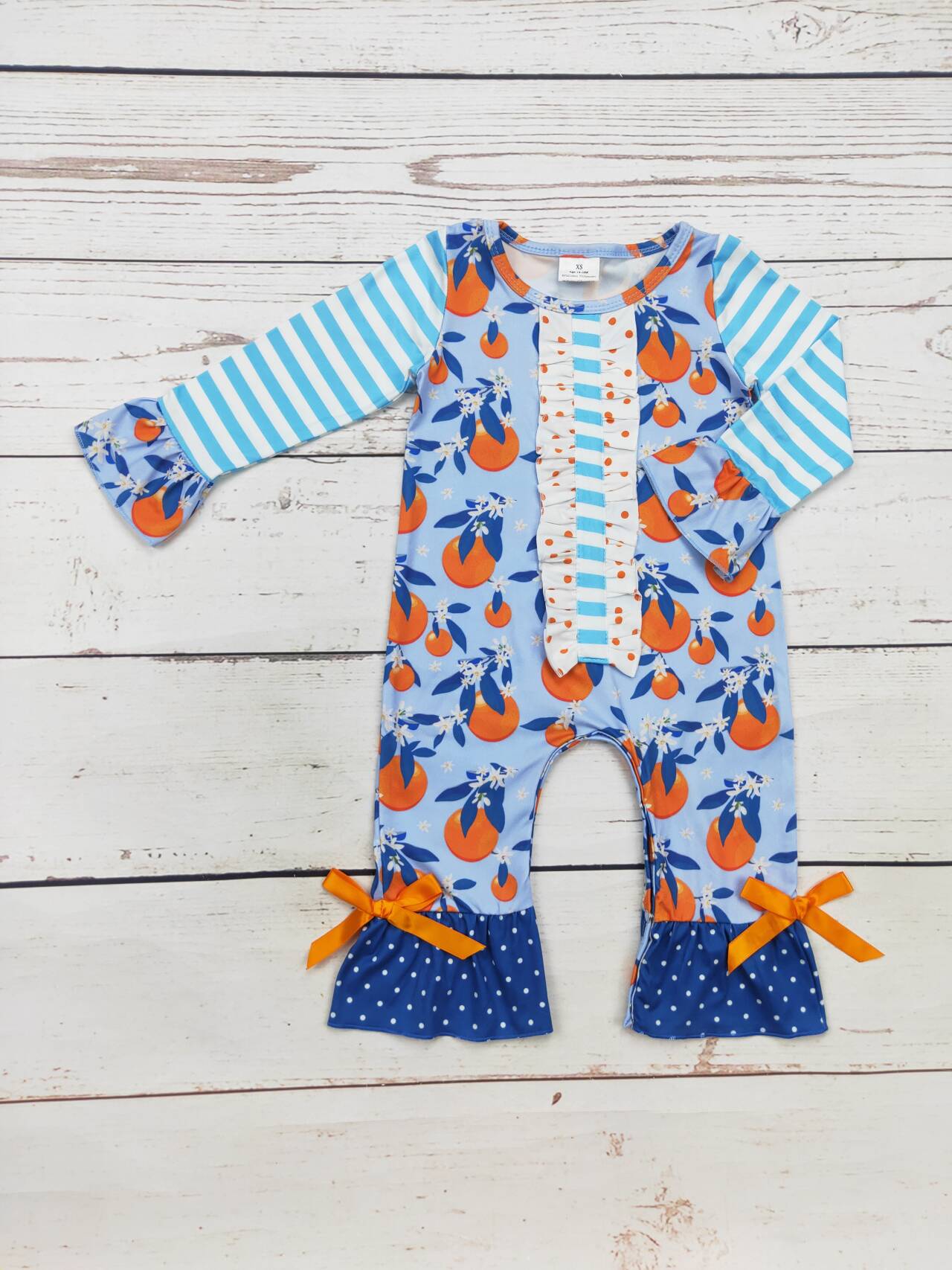 Baby Girl Orange Printed Romper