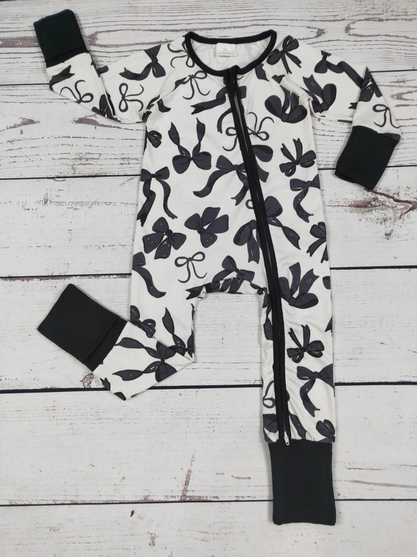 Baby Girl Black Bow Printed Zippy Sleeper