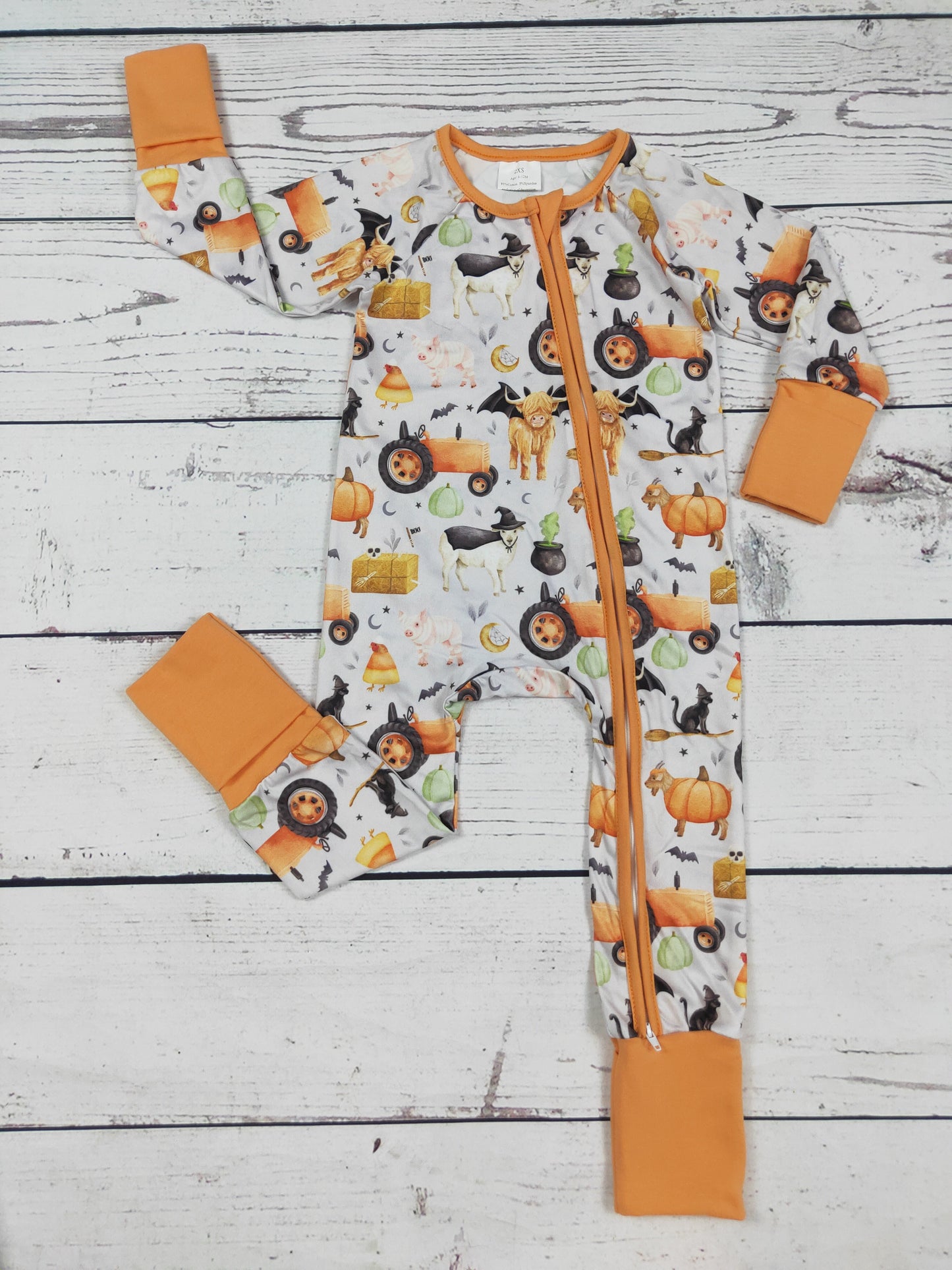 Baby Kids Farm Printed Halloween Zipper Sleeper