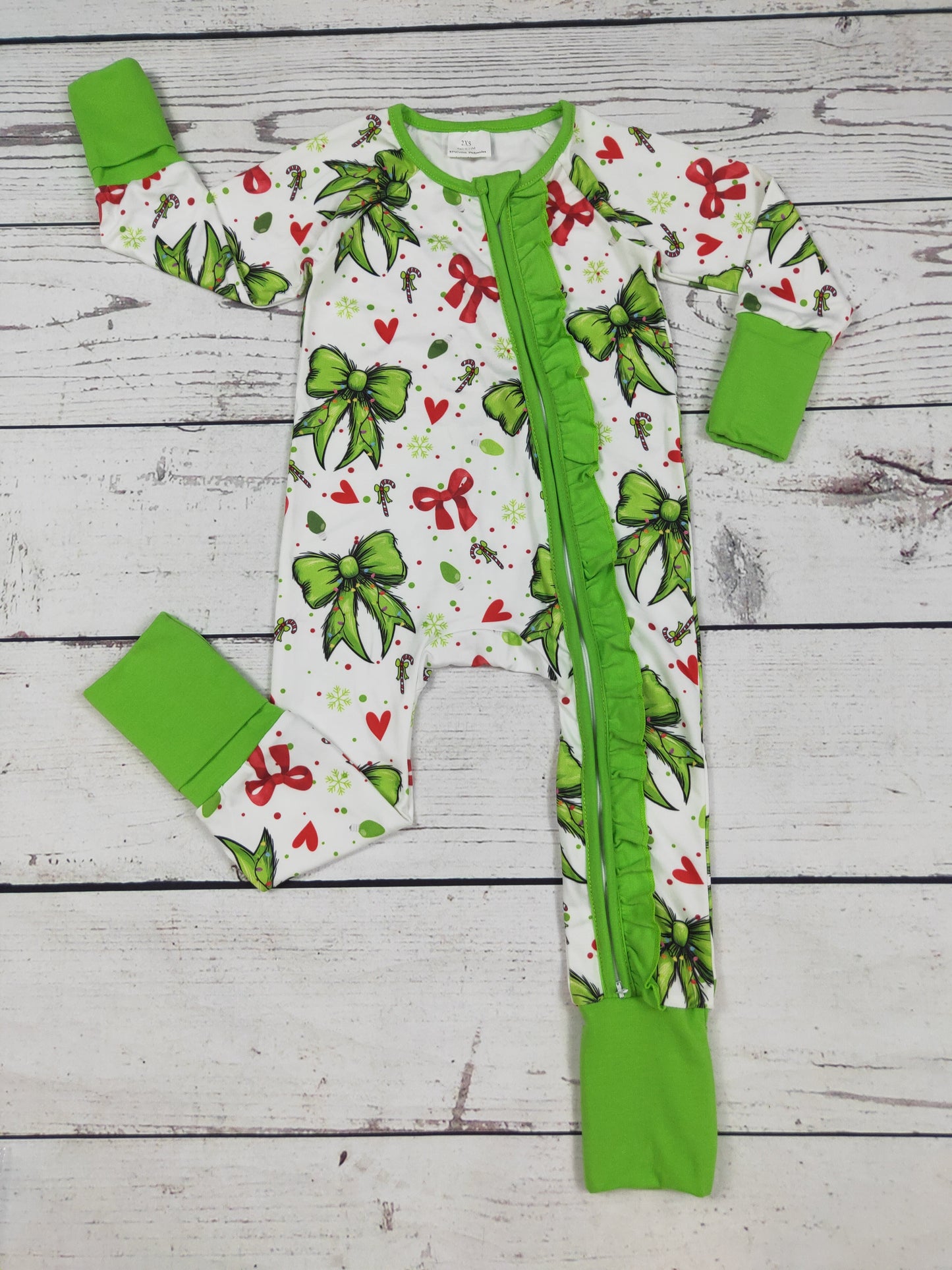 Baby Girl Bow Printed Christmas Sleeper