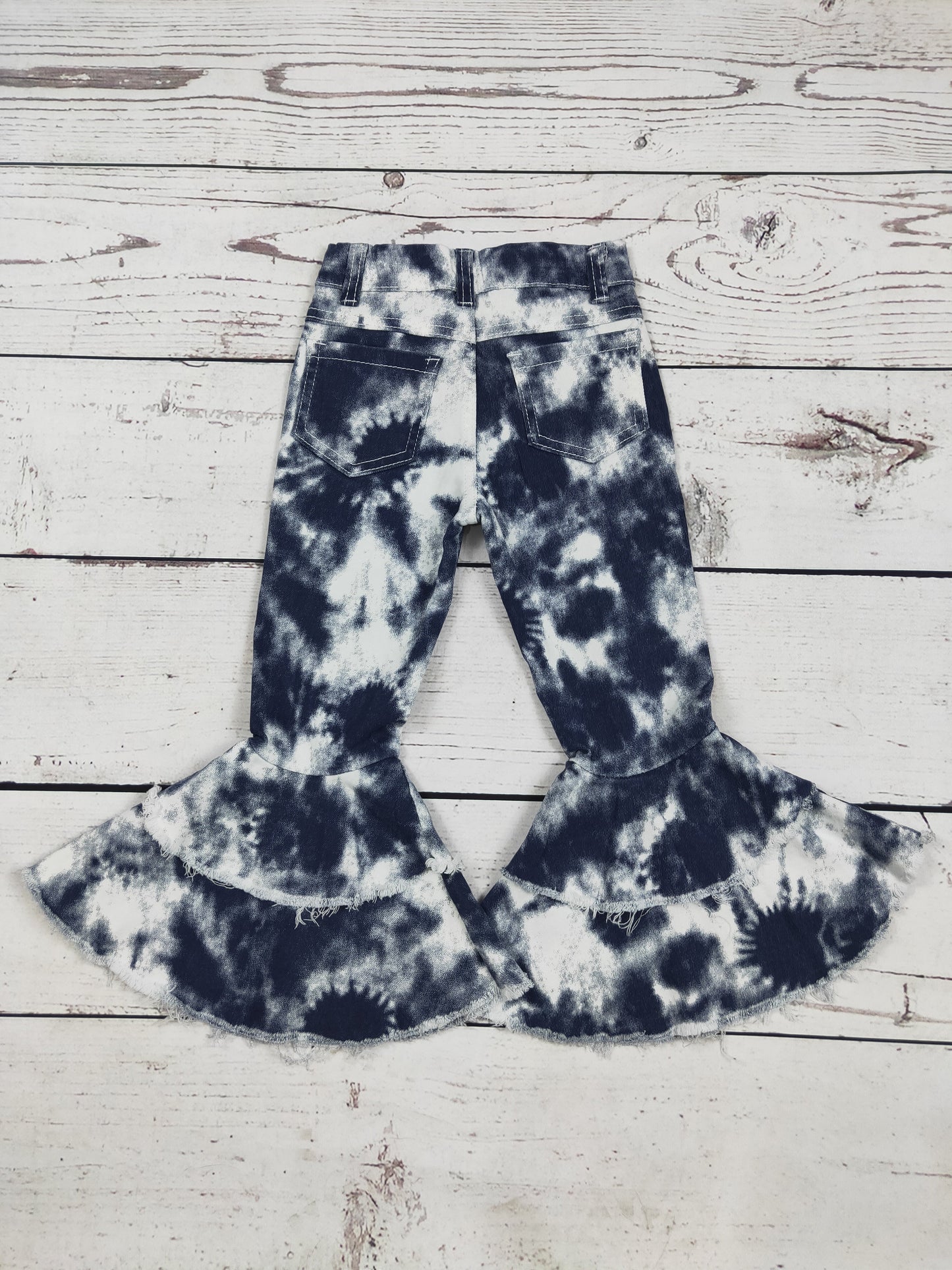 Girls Tie Dye Printe Bell Bottom Jeans