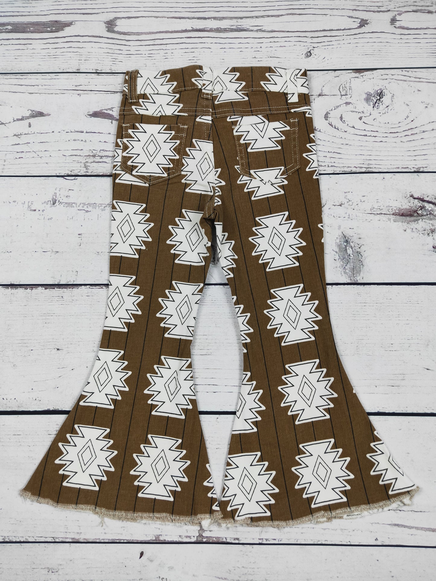 Girls Western Printed Flare Jeans