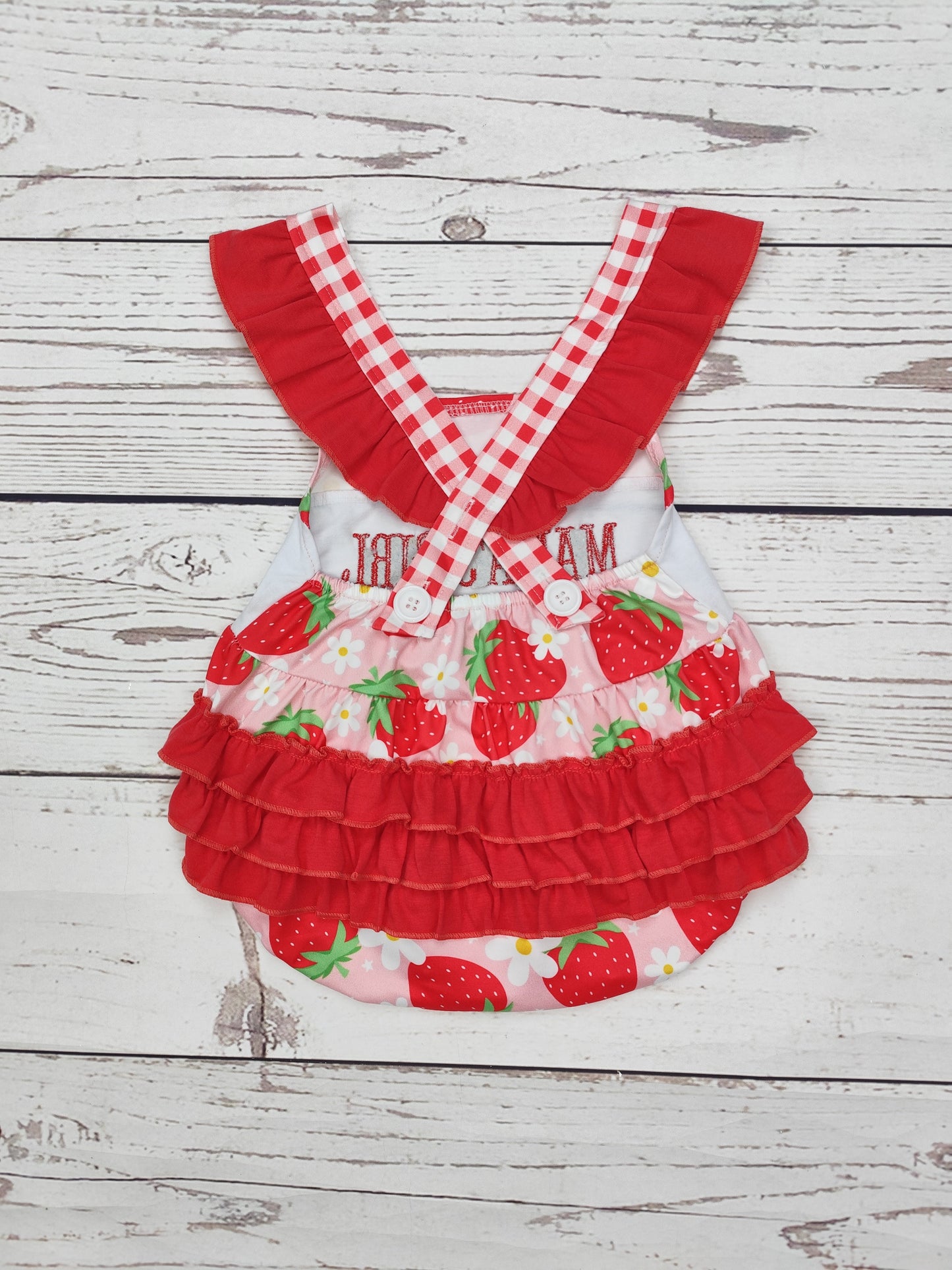 Mama's Girl Appliqué Strawberry Print Bubble