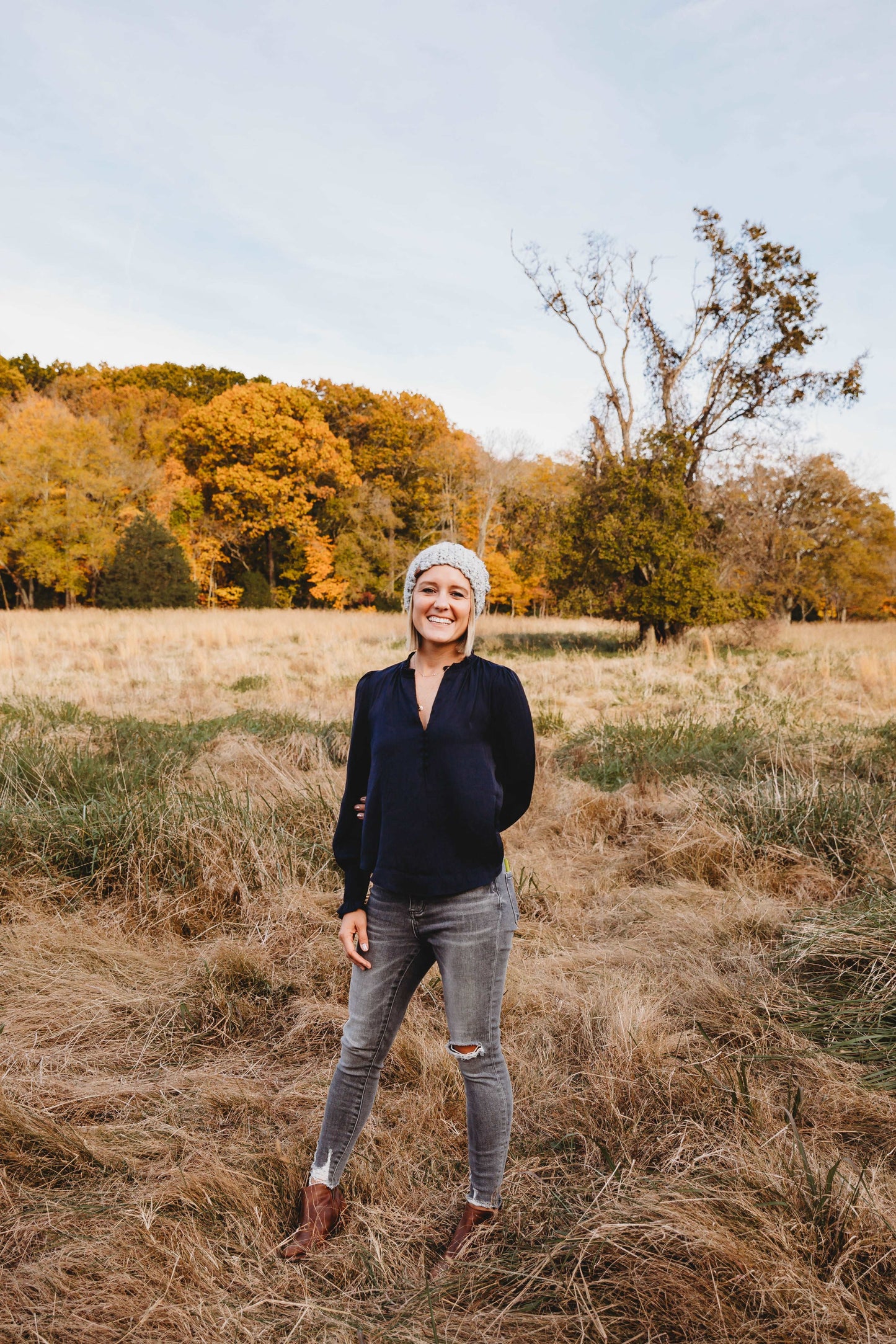 Crochet Slouch Hat | Marble Grey Slouchy Beanie