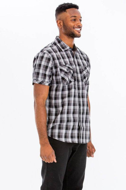 Mens Checkered Button Down Shirt
