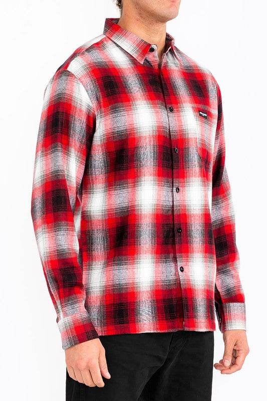 Mens Plaid Long Sleeve Flannel