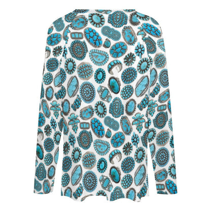 Baha Ranch Turquoise Crazy Long Sleeve Top