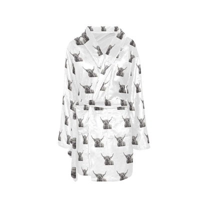 Silly Highland Cow Women's Western Bath Robe