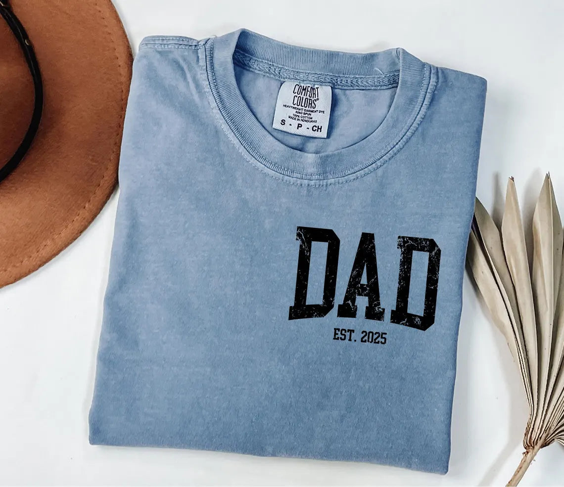Comfort Colors®  Custom New Dad Shirt EST year Father's Day Daddy Pocket Shirts, Father's Day Gift, New Dad Tshirt, Personalized Dad T-Shirt, Custom Kids Names Shirt, Fathers Day Shirt Fist Bump