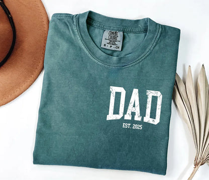Comfort Colors®  Custom New Dad Shirt EST year Father's Day Daddy Pocket Shirts, Father's Day Gift, New Dad Tshirt, Personalized Dad T-Shirt, Custom Kids Names Shirt, Fathers Day Shirt Fist Bump