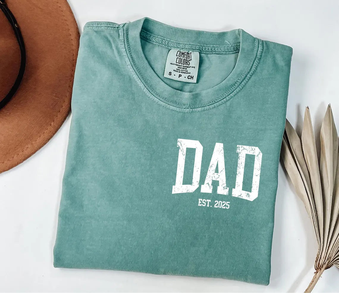 Comfort Colors®  Custom New Dad Shirt EST year Father's Day Daddy Pocket Shirts, Father's Day Gift, New Dad Tshirt, Personalized Dad T-Shirt, Custom Kids Names Shirt, Fathers Day Shirt Fist Bump
