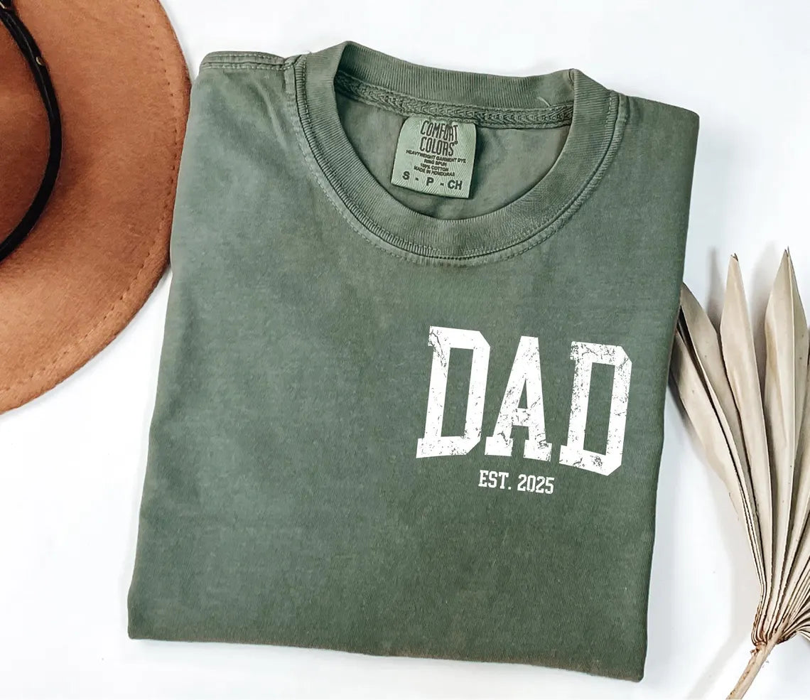 Comfort Colors®  Custom New Dad Shirt EST year Father's Day Daddy Pocket Shirts, Father's Day Gift, New Dad Tshirt, Personalized Dad T-Shirt, Custom Kids Names Shirt, Fathers Day Shirt Fist Bump