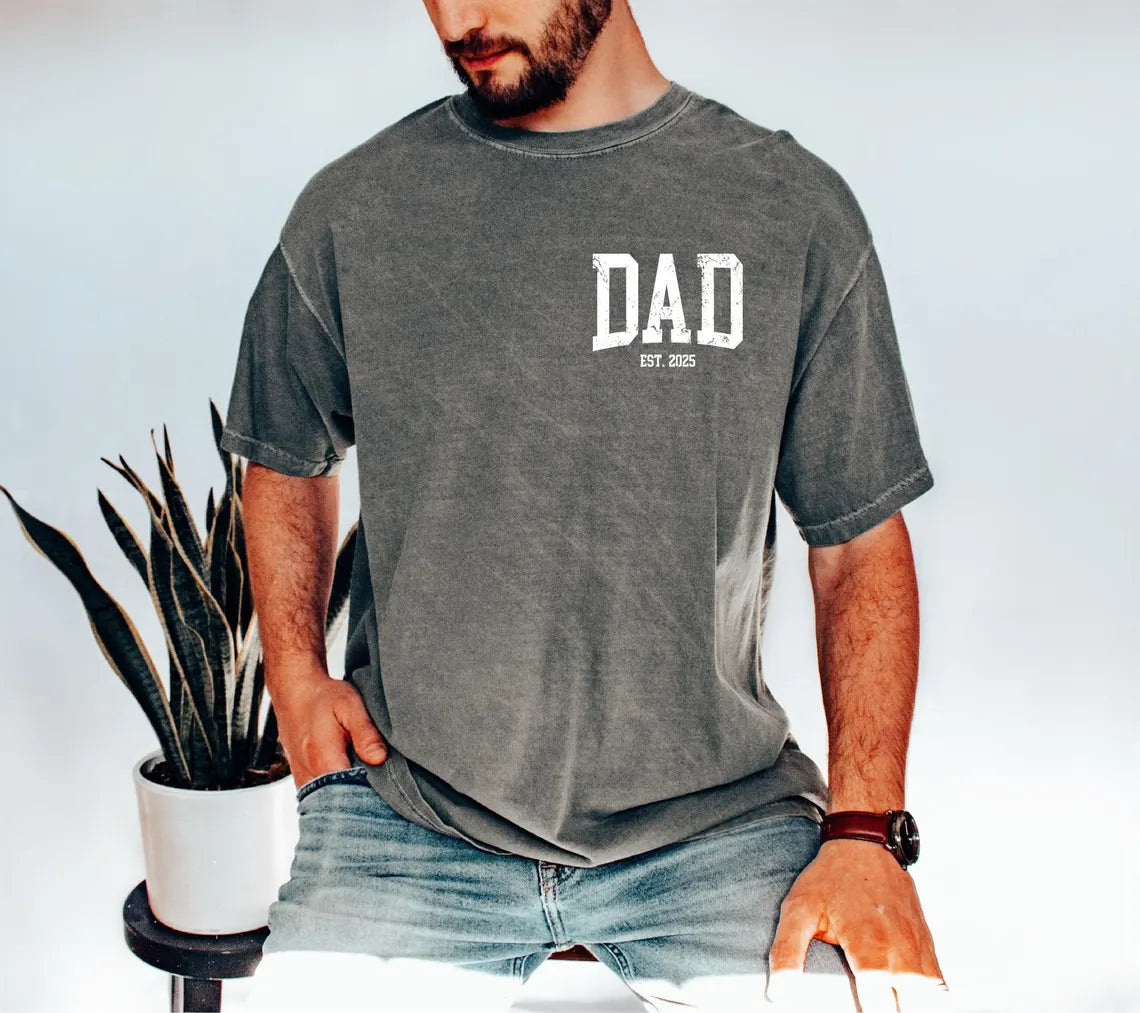 Comfort Colors®  Custom New Dad Shirt EST year Father's Day Daddy Pocket Shirts, Father's Day Gift, New Dad Tshirt, Personalized Dad T-Shirt, Custom Kids Names Shirt, Fathers Day Shirt Fist Bump