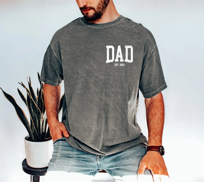 Comfort Colors®  Custom New Dad Shirt EST year Father's Day Daddy Pocket Shirts, Father's Day Gift, New Dad Tshirt, Personalized Dad T-Shirt, Custom Kids Names Shirt, Fathers Day Shirt Fist Bump
