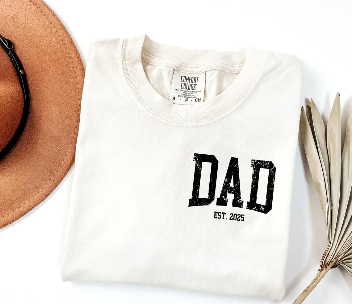 Comfort Colors®  Custom New Dad Shirt EST year Father's Day Daddy Pocket Shirts, Father's Day Gift, New Dad Tshirt, Personalized Dad T-Shirt, Custom Kids Names Shirt, Fathers Day Shirt Fist Bump