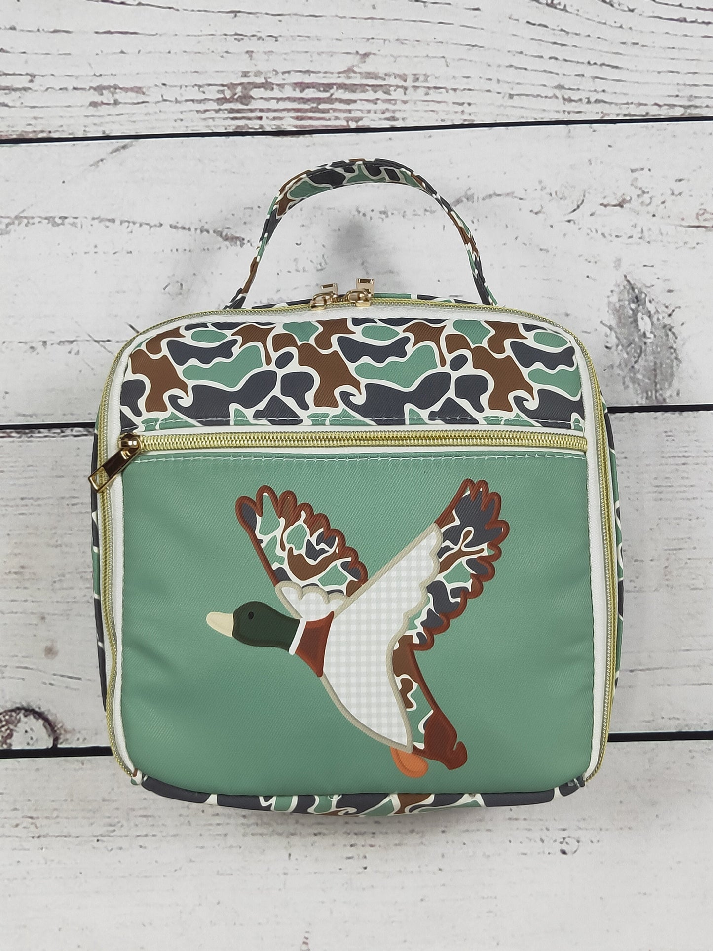Camouflage Duck Printed Canvas Lunch Boxes Bag