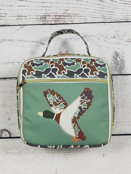 Camouflage Duck Printed Canvas Lunch Boxes Bag