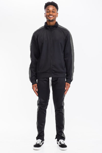 Single Stripe Zip Up Track Jacket and Track Pant Matching Set SET123