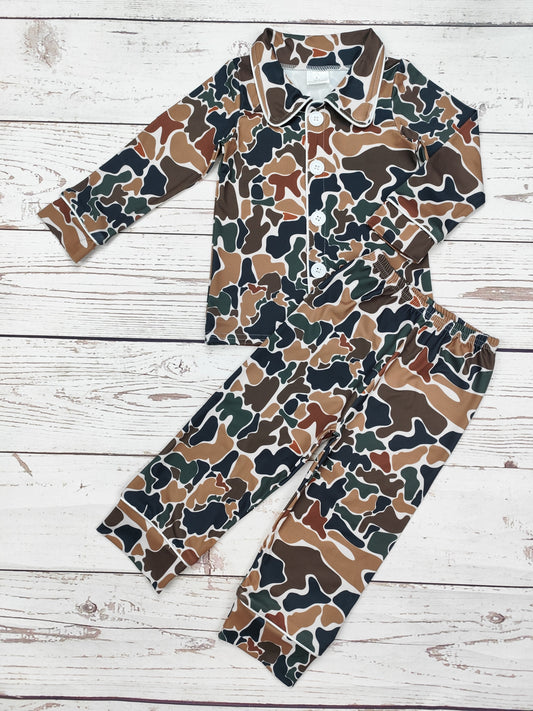 Kids Camouflage Print Pajamas Set