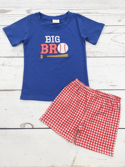 Big Bro Baseball Appliqué Boy Shorts Set