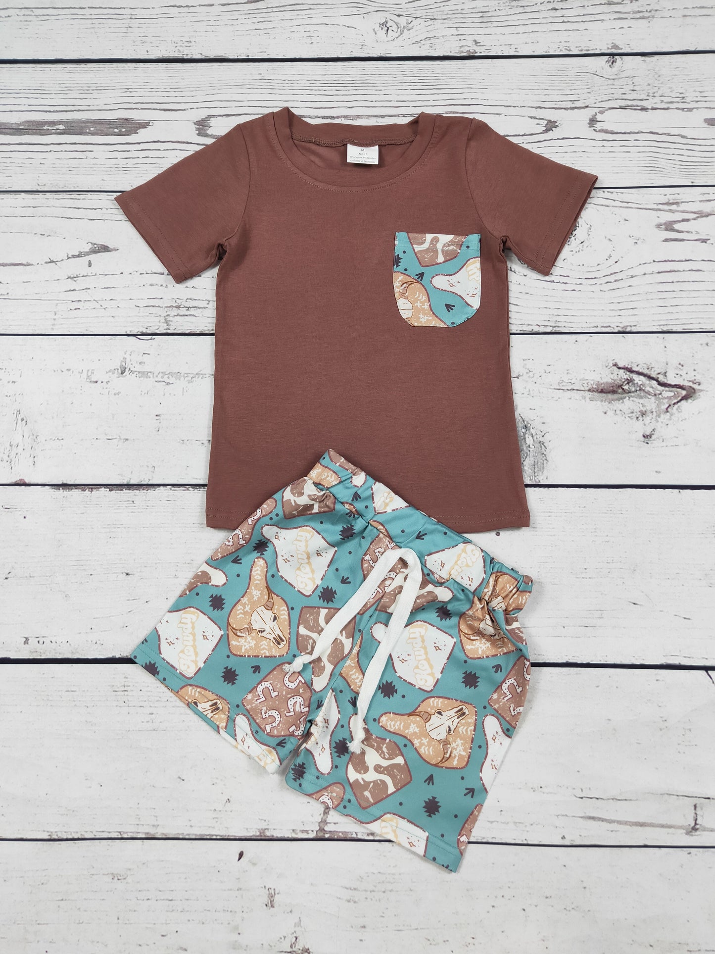 Baby Boy Cow Printed Top Shorts Set