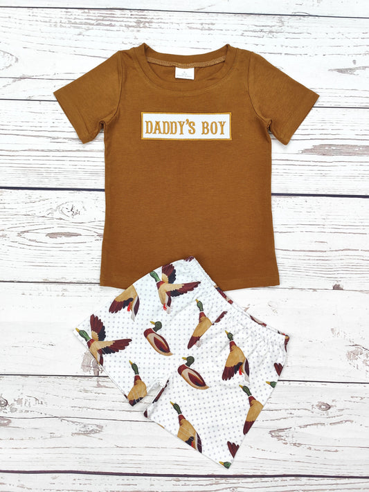 Daddy's Boy Appliqué Duck Print Summer Set