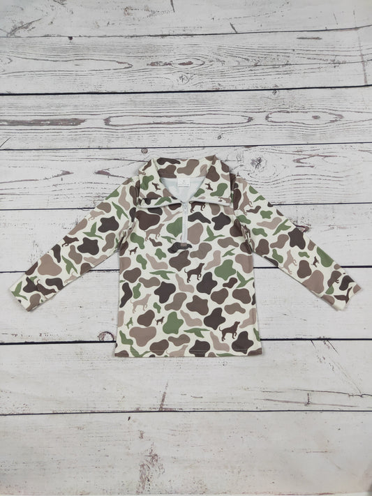 Hunting Camouflage Printed Boys Zip Pullover