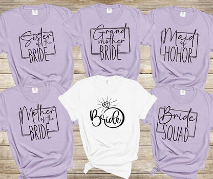 Bride  Family shirts, Mon of Bride, bridal party shirts, Wedding shirts, Grandma of Bride, Sister of Bride, Matron of Honor Aunt of Bride