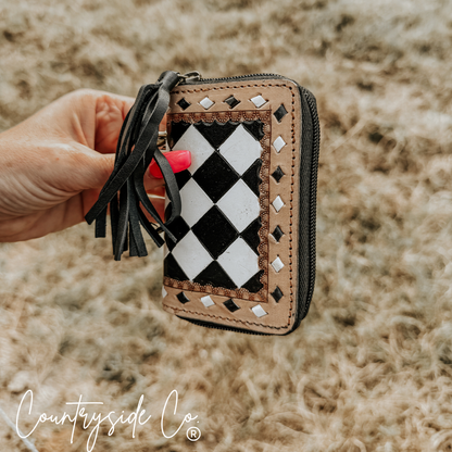 The Sidekick Checkered Mini Wallet Keychain