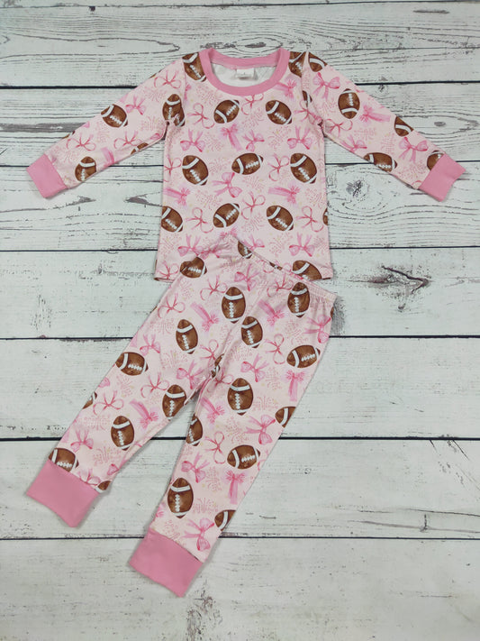 Girls Football Bow Printed Sleepwear