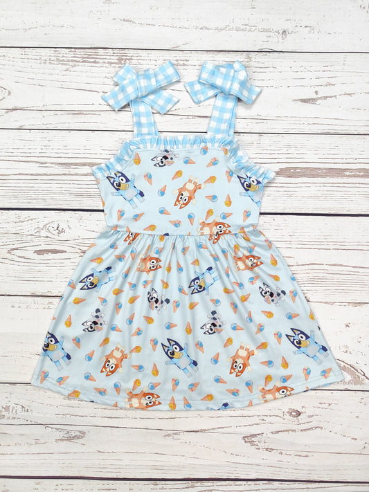 Baby Girl Character Dress with Ice Cream Print