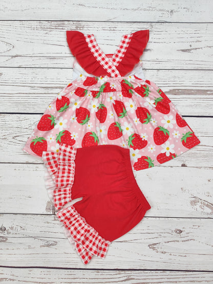 Mama's Girl Appliqué Strawberry Print Set