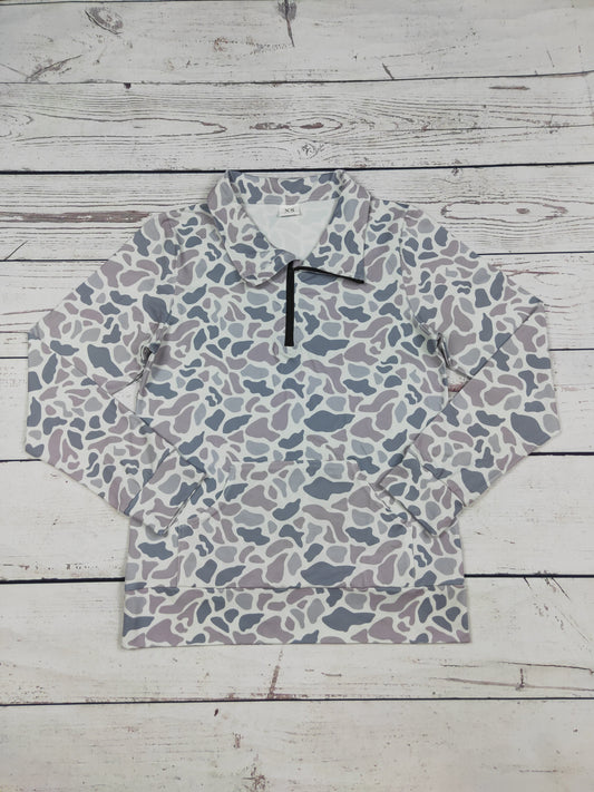 Grey Camouflage Printed Women Pullover