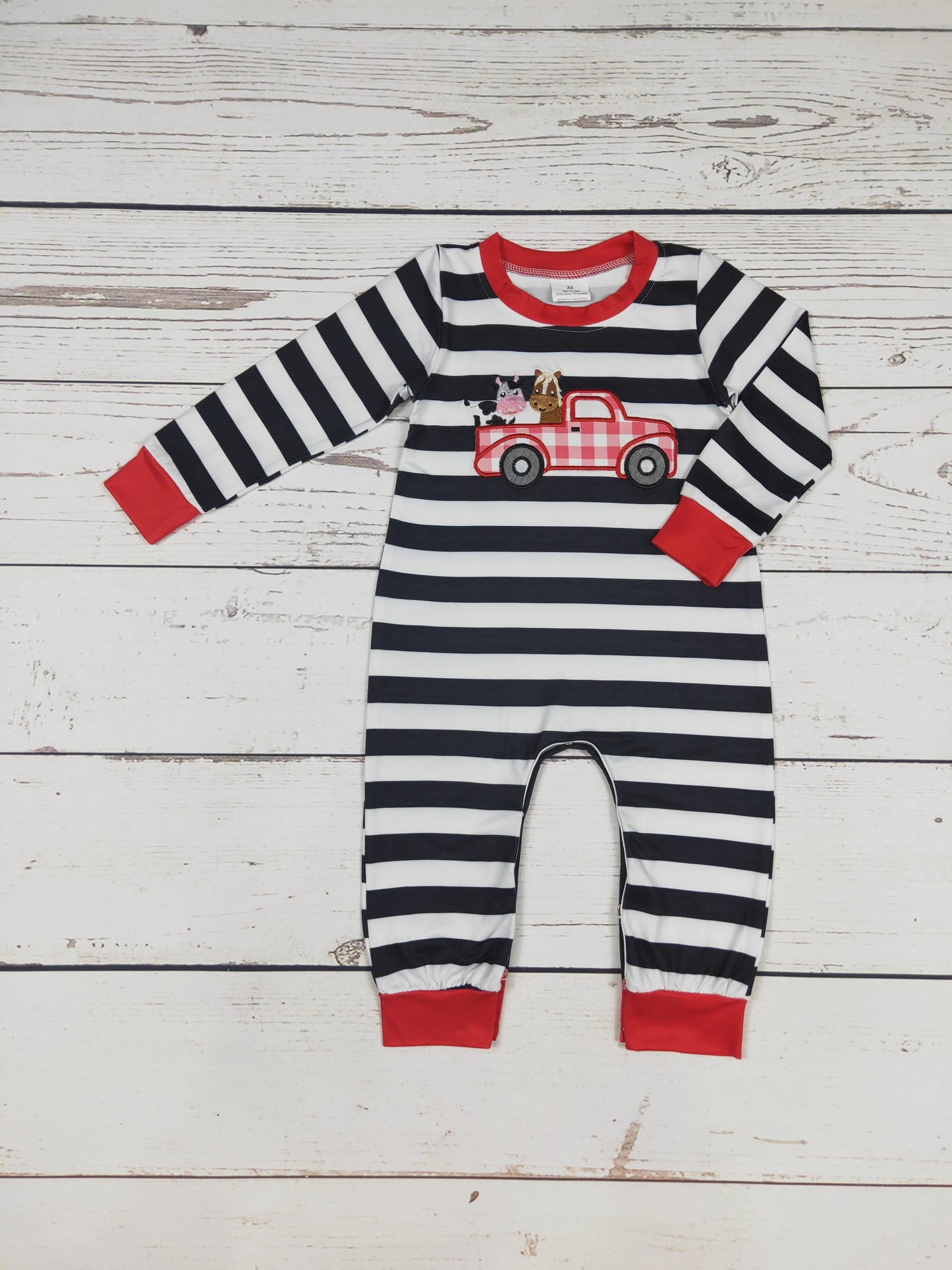 Baby Stripe Cows Appliqué Romper