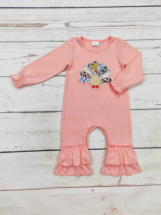 Baby Cotton Turkey Appliqué Thanksgiving Day Romper