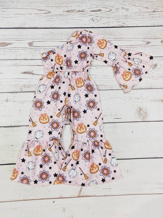 Girls One Shoulder Halloween Jumpsuit