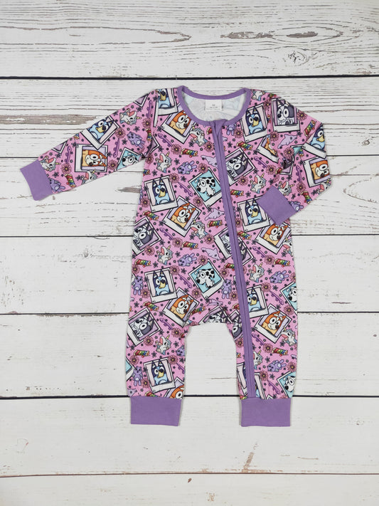 Cute Pattern Baby Girl Zip Romper