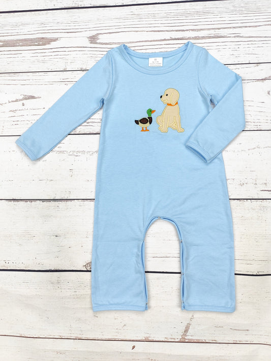 Boy Dog Duck Appliqué Romper