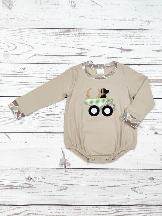 Boy Camouflage Dog Appliqué Bubble