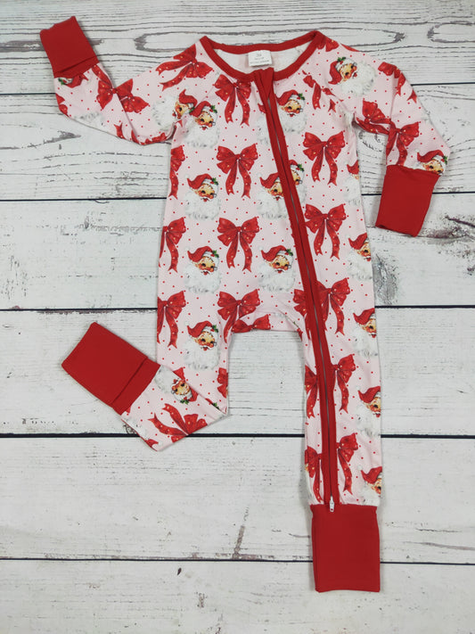 Baby Girl Santa Claus Printed Christmas Sleeper
