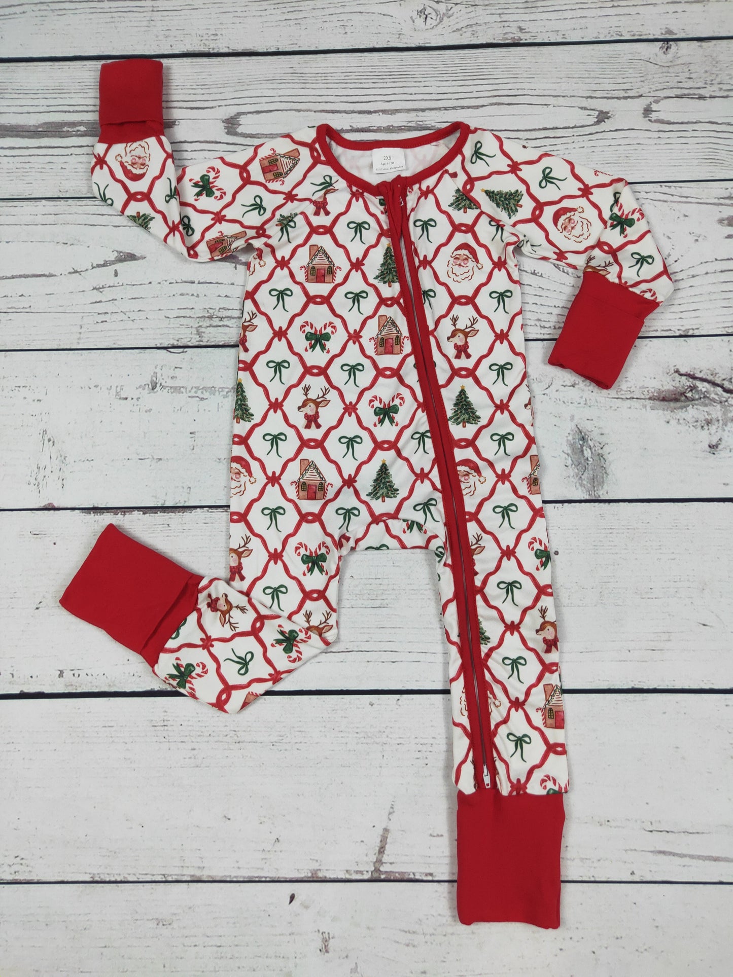 Baby Santa Claurs Bow Printed Christmas Sleeper
