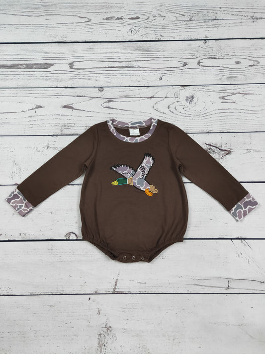 Camo Duck Appliqué Baby Boy Bubble