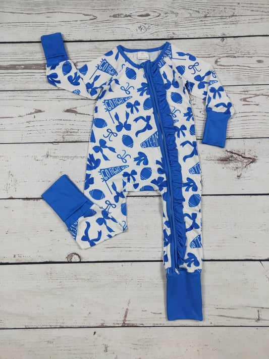 Blue Bow Printed Baby Girls Zippy