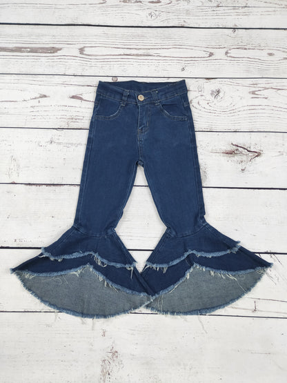 Girls Bell Bottom Jeans with Ruffle
