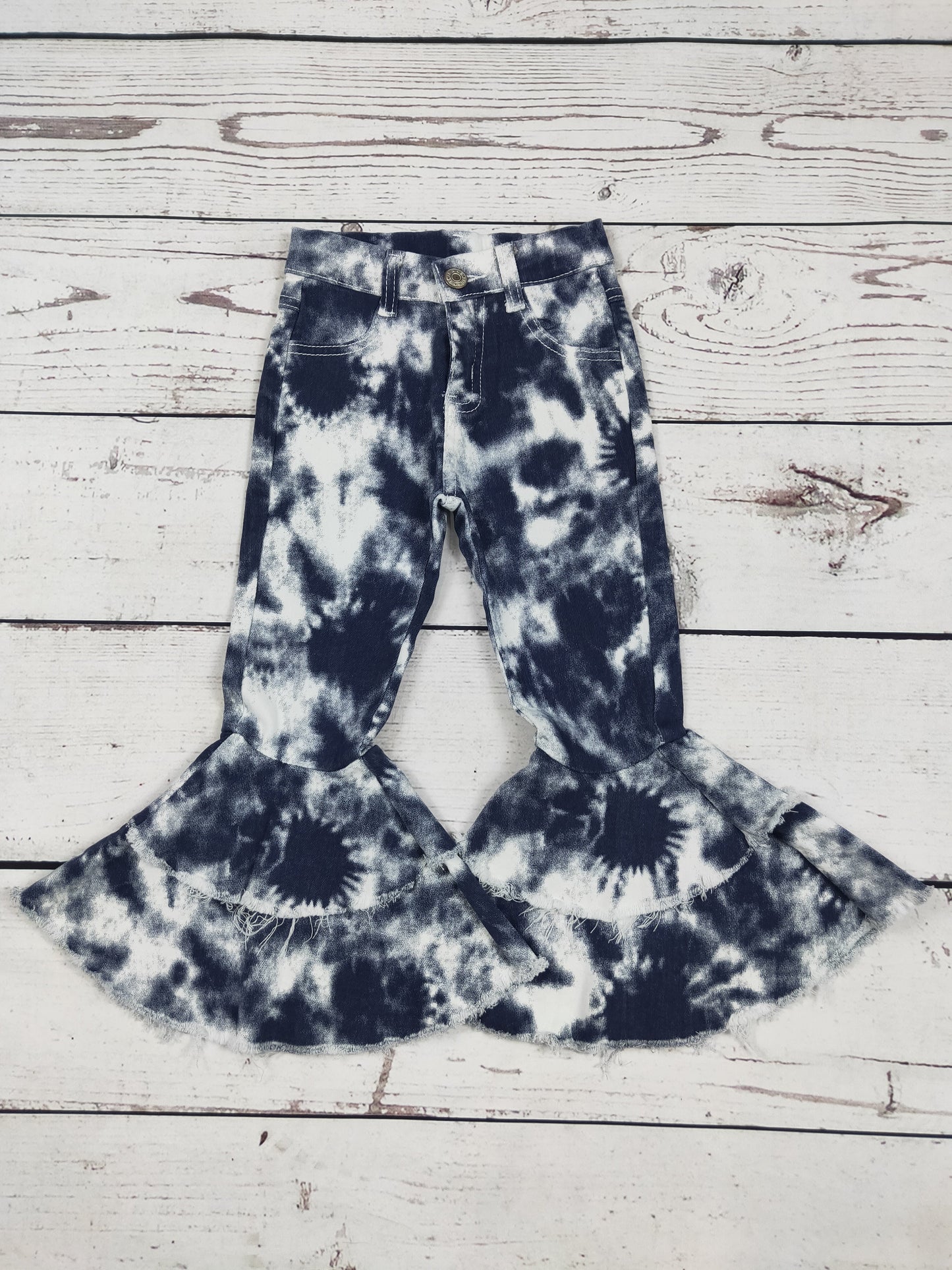 Girls Tie Dye Printe Bell Bottom Jeans