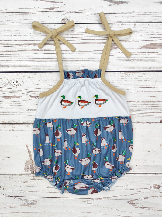 Baby Girl Duck Appliqué Bubble
