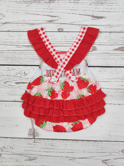 Mama's Girl Appliqué Strawberry Print Bubble